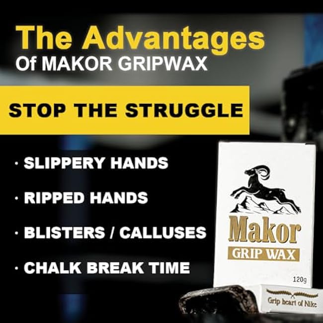 MAKOR 60g GRIPWAX - All-in-ONE Grip Enhancer Pull-up bar, Rings, Kettlebells, Dumbells, Barbells Wax for Crossfit, F45, Hyrox, (0.28, Pounds)