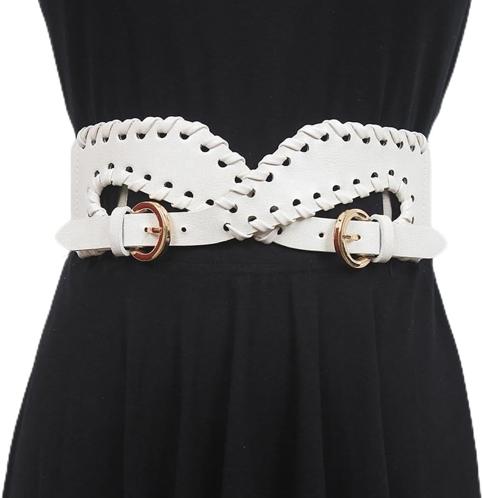 Casual outerwear wide belt with skirt coat braided belt stretch elastic elastic black accessory trend(D)