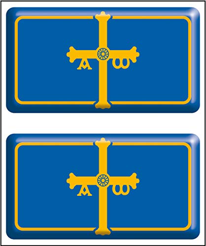 Artimagen Pegatina Bandera Rectángulo 2 uds. Asturias Resina 48x26 mm/ud.