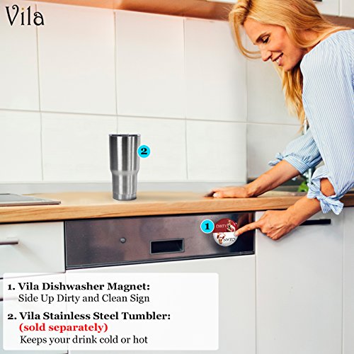 VILA Dishwasher Magnet, Household Appliance Badge Depicts “Clean” & “Dirty”, Easy to Read White Letters with Black Background, Use on Magnetic Surfaces Such as Stainless Steel, Iron & Nickel, 1-pc - Thumbnail 6
