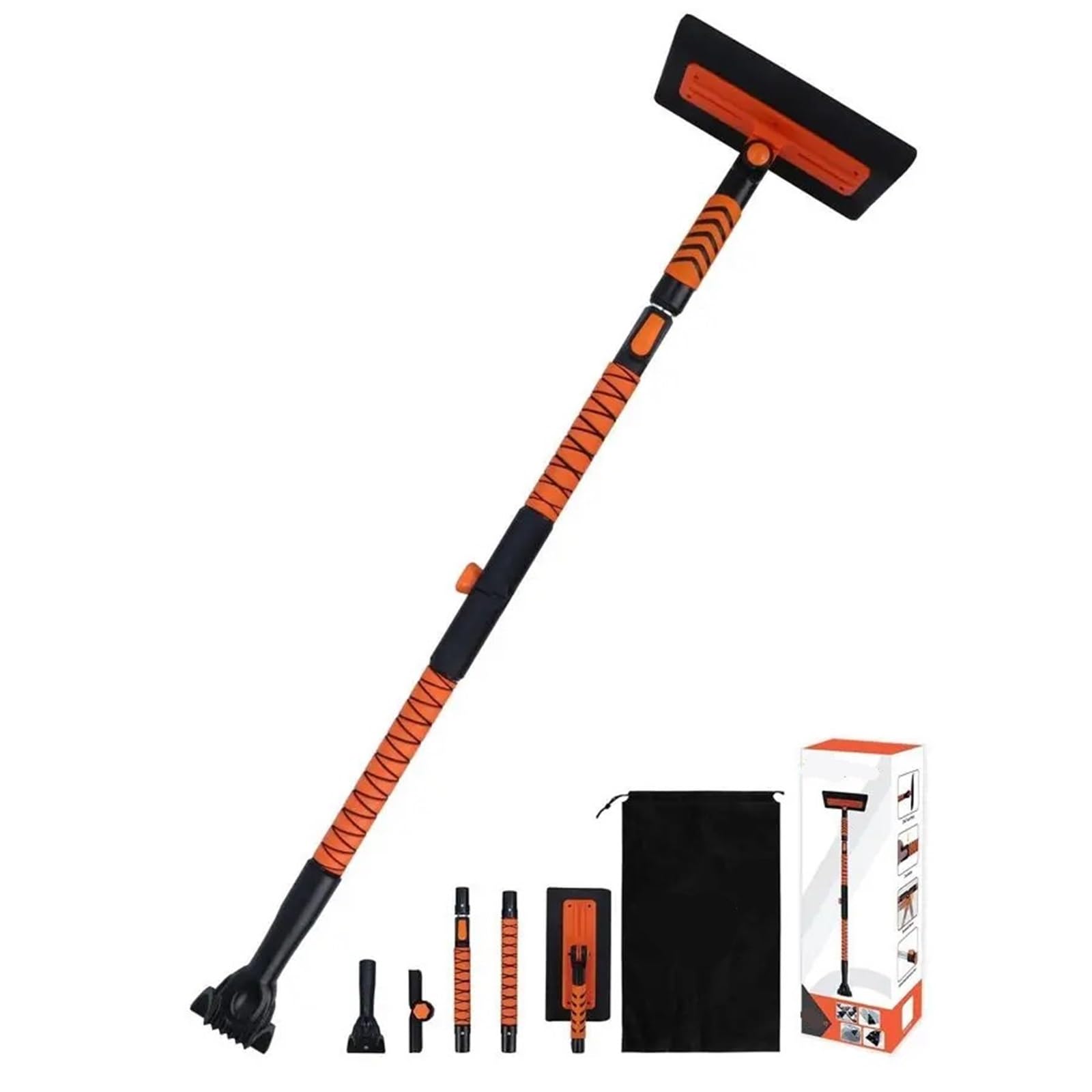 Escoba de nieve extensible de 60 pulgadas y raspador de hielo para coche, cepillo de nieve flexible con cabezal de espuma de 12.2 pulgadas para quitar la nieve del parabrisas de coche, camión, SUV