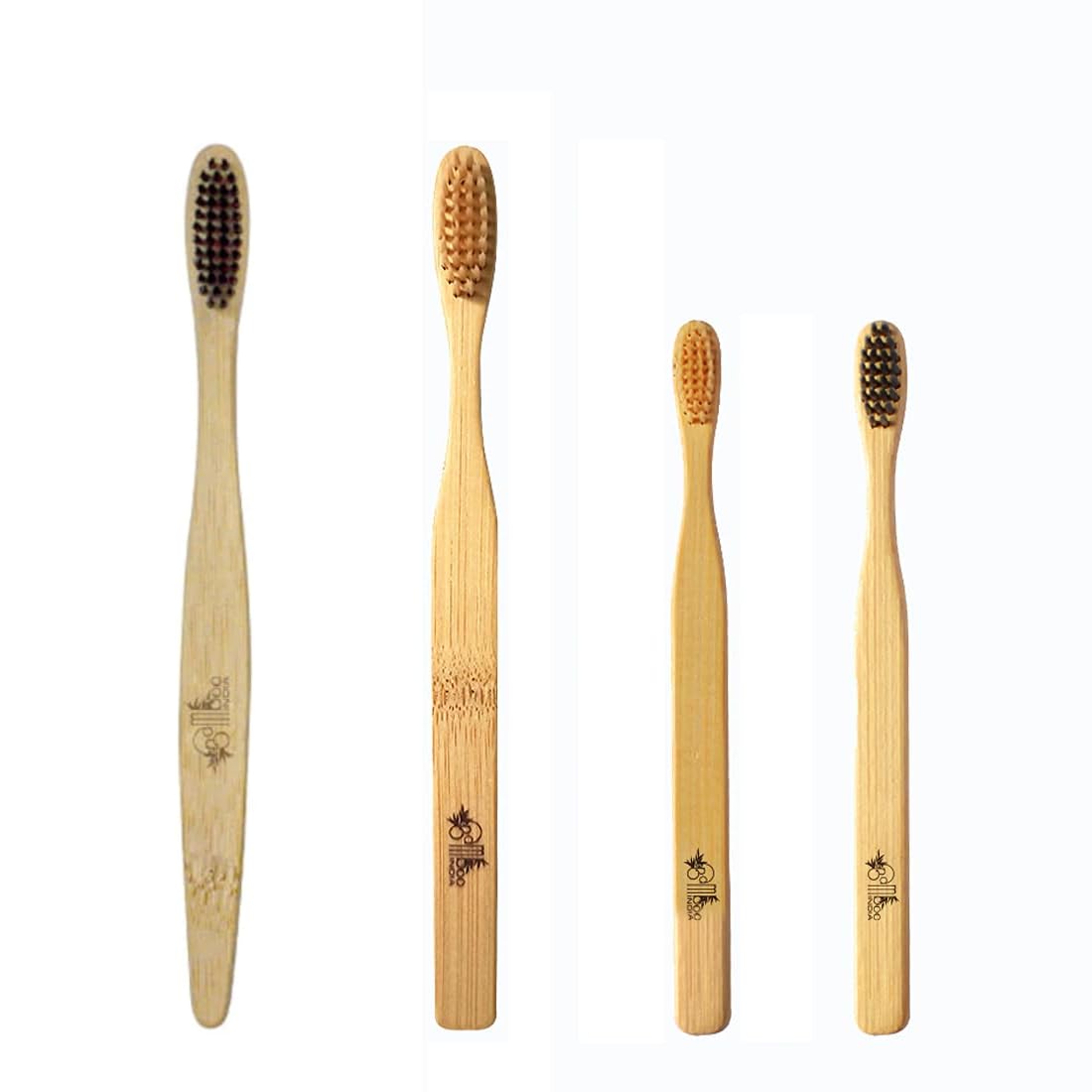 BambooIndia Bamboo Toothbrush Soft Manual (Pack Of 4) - For Kids 2/Adults 2 - BPA Free Dual Charcoal Black Soft Bristles - Antibacterial & Biodegradable Handle - Natural & Eco-Friendly (B0954PYZH2) Amazon Price History, Amazon Price Tracker