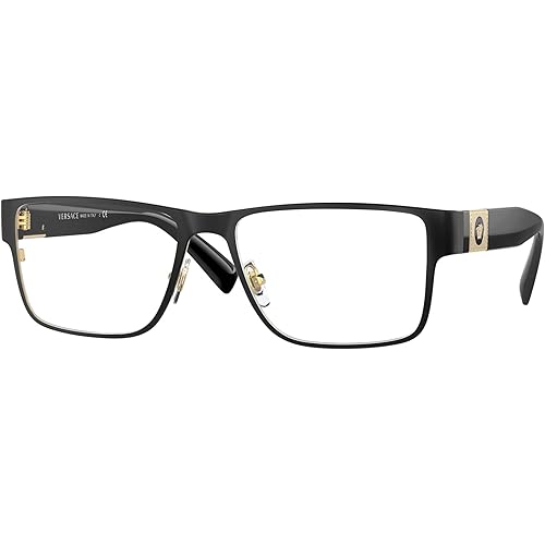 Versace VE 1274 1436 Black Metal Rectangle Eyeglasses 55mm