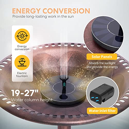 Vivohome VH082-PBR Polyresin Antique Outdoor Bronze Garden Bird Bath And Solar Powered Round Pond Fountain Combo Set thumb #4