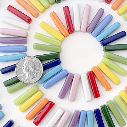 Youway Style Stick Mosaic Tiles for Crafts,228g Multi Colors Glass Mosaic Pieces Bulk, Linear Shape for DIY Art Crafts Supplies and Mosaic Outdoor Projects