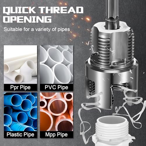 Image of 2 Pcs Pipe Thread Cutting Tool Integrated Internal & External Pipe Threading Tool Electric Drill Compatible PVC Tube Threader Kit, 1 /2 inch, 3 /4 inch, 1'' Tube Sizes Rethreading Kit(2 Sizes, Silver)