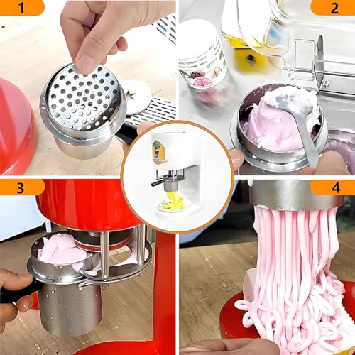 Softeis- und Eismaschine mit 4 Formen, kommerzielle Spaghetti-Eismaschine, 7,4–7,9 Gal/Std., kommerzielle Spaghetti-Eispresse, Macht EIS, Softeis, Gelato Red – Bild 8