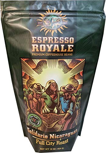 Espresso RoyaleCoffee, Solidario Nicaraguan Fair Trade Organic Medium Roast 16 Ounce Bag, Coffee Beans, 1lb Bag …