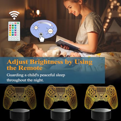 Image of Gamepad 3D Lamp, Game Console Night Light for Kids, with 16 Colors Changing, Timer, 4 Flash Modes and Dimmable, Gaming Room Decor as Xmas Holiday Birthday Gifts, Gamer Gift for Boys Girls