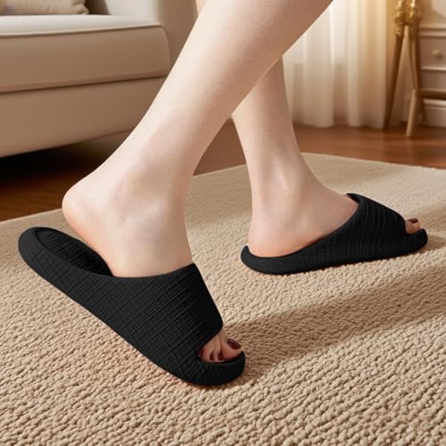 Non Slip Shower Slippers for Men Women Quick Dry Open Toe Slide Sandals for Indoor Outdoor House Bath Spa Travel Daily Casual Use