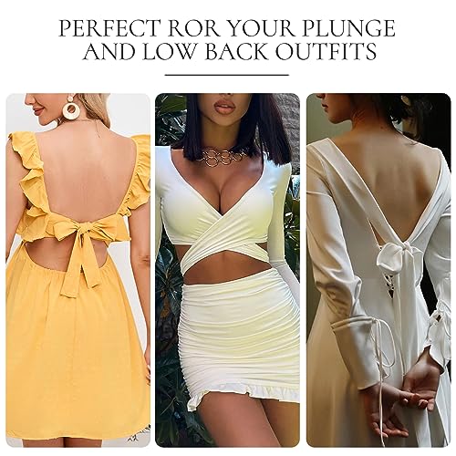 Image of YBCG Plunge Bra with Clear Back Straps Backless Deep V Convertible Push up Padded Add 2 Cup Low Cut Underwire for Women