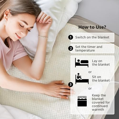Image of Lifelong AGK Electric Under Blanket for Double Bed (180 x 140 cm) | Soft Fleece | Safe Heating Blanket Bed Warmer | 1-9 Temp & 1-9 hrs Timer | Detachable & Washable | Heats After You Sleep /Sit Over It