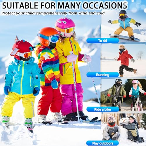 Image of Kids Balaclava Ski Mask for Skiing Cycling, Cold Weather Neck Warmer Windproof Thermal Face Mask for Boys /Girls