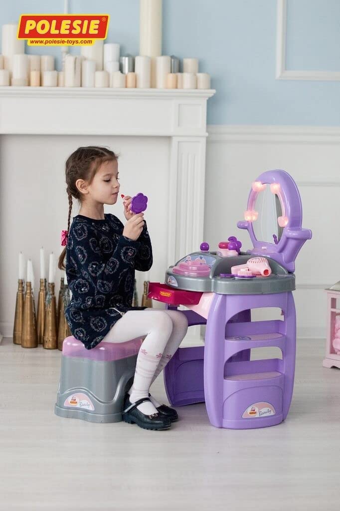 Polesie Kinder Beauty-Salon Diana Nr. 4 inkl. Hocker Zubehör 15-TLG. und Licht