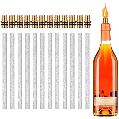 XIAOYEZI Oil Lamp Replacement Wick Kit | Brass Torch Wick Holders and Fiberglass Torch Replacement Wicks - Just Add Bottle for an Outdoor Wine Bottle Torch Cover