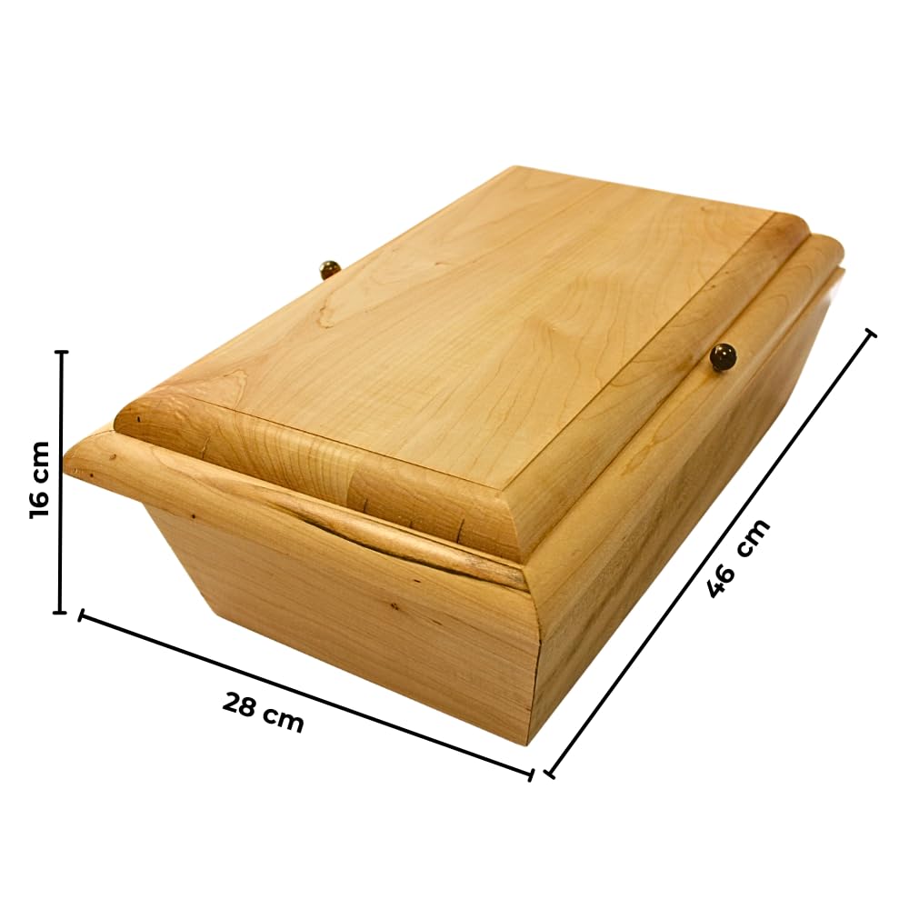 Hochwertiger würdevoller Eichenholzsarg für Kleintiere, Tiersarg, Hundesarg, Katzensarg, Kanninchensarg, Bestattungskiste massiv für Kleintiere aus Holz naturfarben, L/B/H 46 x 28 x 16 cm.