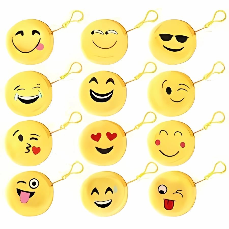 JMK Crafts Emoji Smiley Fur Zip Pouch Trendy Cool Emoticons Purses Soft Furry Plush Yellow Coin Money Stationery Accessories Women Wallet Bag for Children (PACK of 12)-picture-32