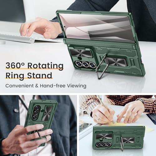 VEGO Case for Z Fold 7 with Kickstand[Slide Camera Cover][Built-in Screen Protector][Hinge Protection] Full-Body Military Grade Shockproof Anti-Fall Protective Hard Case for Samsung Fold7 5G-Green by VEGO - Image 5