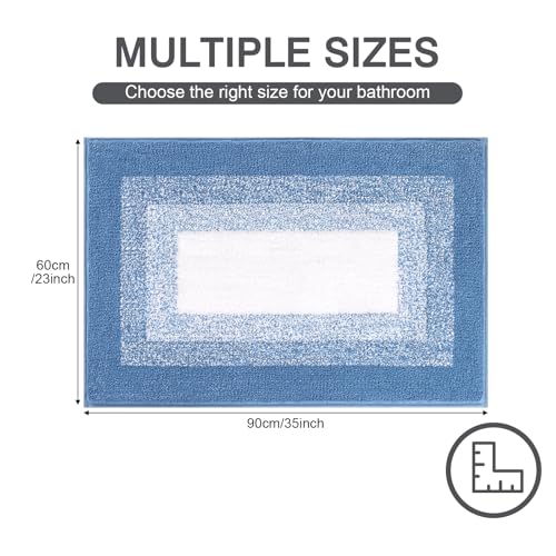 Alfombrilla de baño azul de microfibra de 60x90 cm lavable Enyhom 3