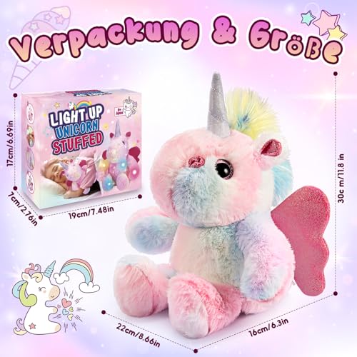 Hapikids Plush Einhorn Geschenke für Mädchen 3 4 5 6 Jahre, Einhorn Spielzeug ab 3-8 Jahren Mädchen Geburtstag Weihnachten Geschenke 3-8 Jahre Einhorn Kissen Spielzeug 3 4 5 6 Jahre Kinder