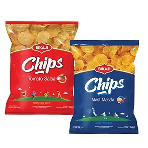 Bikaji Potato Chips Mast Masala & Tomato Salsa Combo – 160g | Ready to Eat Indian Snack Pack | Crispy Flavored Chips | Tangy & Spicy Party Snack, Bar Snack & Everyday Munchies for Sharing