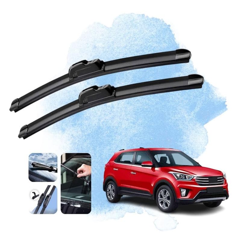 Image of Audio WHeels Perfect Fitting Frameless Windshield 100% Scratch Proof Cleaning Water Repellant Silicon Car Wiper Blades For Equipment Replacement, Set of 2 (D-26 inch & P-16 inch)
