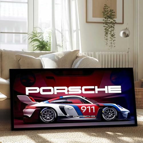 Image of walllane Big 911 Porsche Car Framed Posters Gift Items for Boys Room Wall Decoration Bedroom Living Room Office Studio Decor | Car Poster Frame for Wall Decor Set Of 1Size(10 x 19 inch)