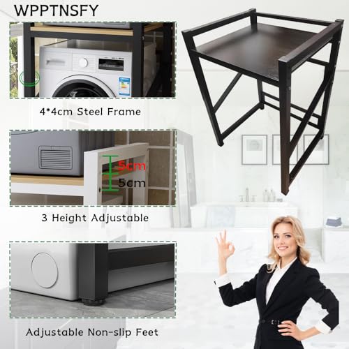 Washer Dryer Stand Stacking Kits, Height Adjustable Dryer Stand Kit, Drum Washing Machine Storage Rack, Load Capacity 300kg Space-Saving for Bathroom, Laundry Room - Image 3