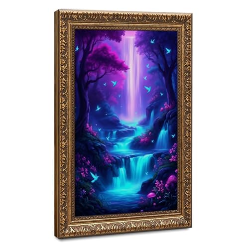 Poster sur toile féerique haut de gamme orné d'un cadre doré rétro pour salon raffiné