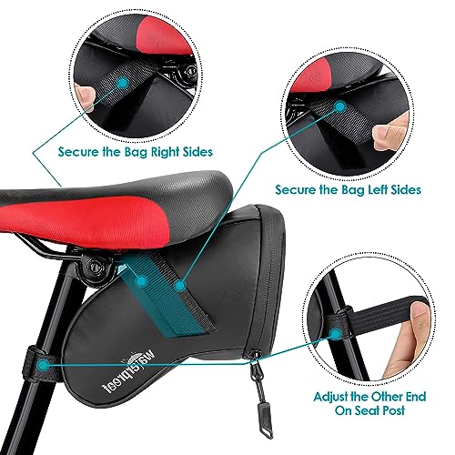 WOTOW Bike Tire Repair Kits, Waterproof Bicycle Saddle Bag & 120 Psi Mini Pump & 16 in 1 Multifunctional Bike Tyre Lever & Self Adhesive Patch Portable Repair Cycling Tool Set for Riding Mountain BMX - Thumbnail 4