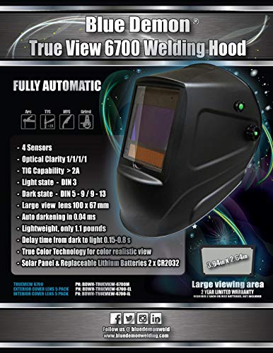 Blue Demon Trueview 6700 Welding Helmet (BDWH-TRUEVIEW-6700M) - Thumbnail 4