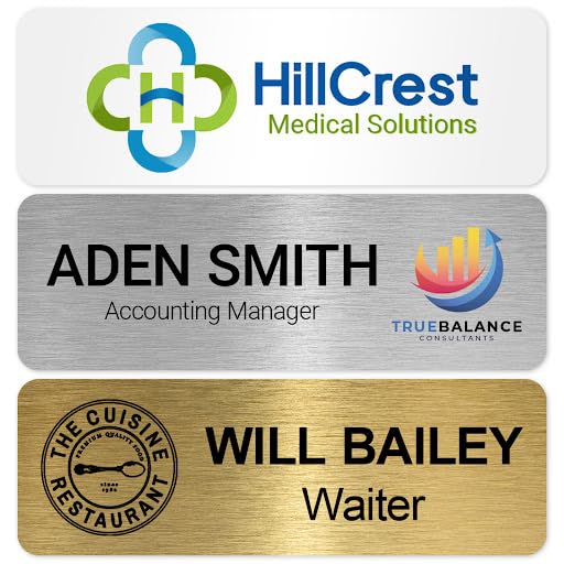 Custom Name Tag, Personalized Full Color Name and Logo Tag, 3x1, Durable Printable Impact Material, Made in The USA by My Sign Center