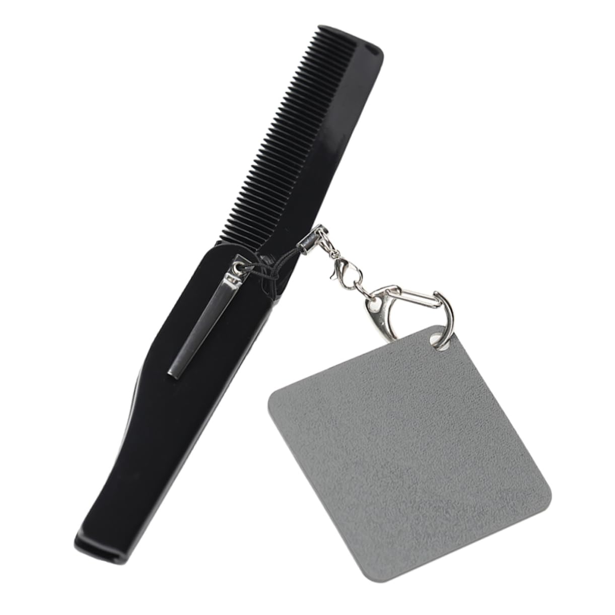 FRCOLOR Folding Comb for Men Travel Comb Men Small Pocket Fine Tooth Keyring Mirror Easy to Carry