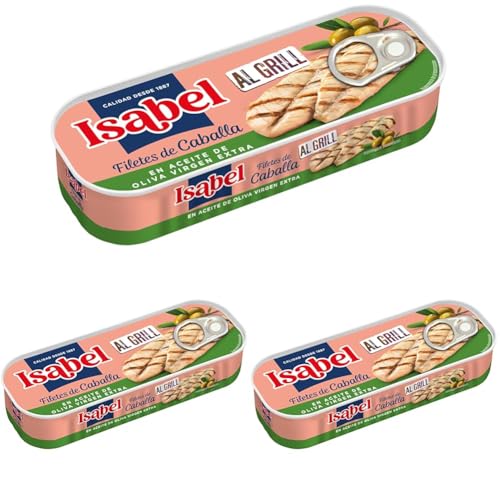 abel Filetes de caballa en aceite de oliva virgen extra al grill, 120 g (Paquete de 3)