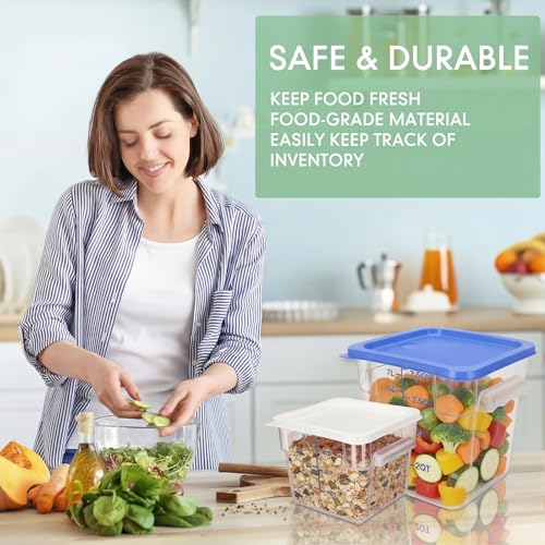 Image of Lallisa 4 Pcs 8qt & 4qt Clear Food Storage Containers with Lids Handles and Scales, Stackable Plastic Square Food Storage Containers for Dough Proofing Baking Kitchen Restaurant(White, Blue)