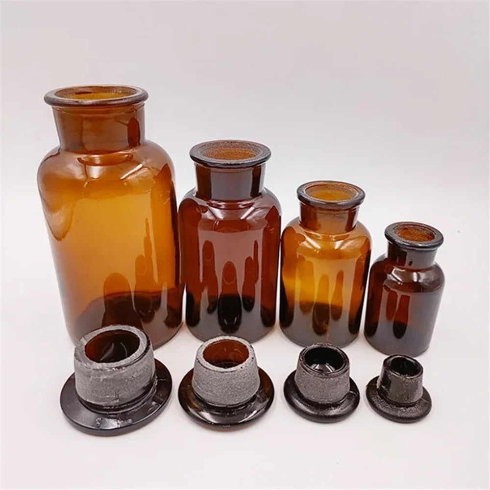 Labor 30ml-1000ml Klar/Braun Glasflaschen Mattierte Mund Versiegelte Fläschchen Mit Skala Experiment Ausrüstung(Brown 1000ml)
