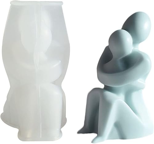 Molde de vela abstracta para madre con niño, 3D abrazando abstracto cuerpo humano molde de silicona para vela de cera de soja, adorno de yeso, arte