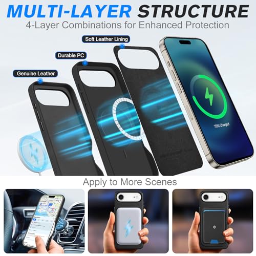 Image of SHIELDON Genuine Leather Case for iPhone Air 6.5 inch 2025, Nappa Black