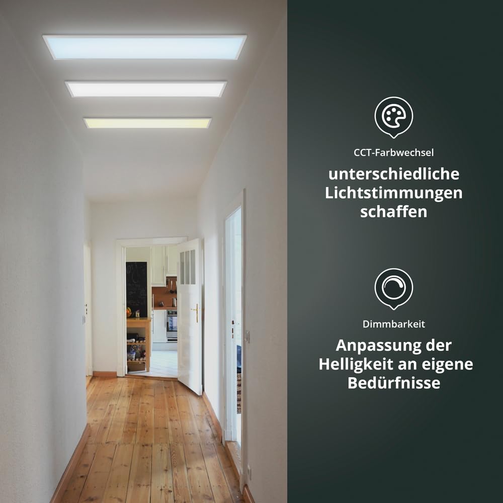 LED Panel 120x30cm 2800-6500K 4560lm RGB+CCT Farbsteuerung & dimmbar über Fernbedienung Einbau-/Einlegeleuchte Deckenleuchte für Rasterdecke oder Trockenbau 1195x295x12mm