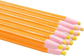 Lápices de tiza de tela para costura, color amarillo, 12 piezas de lápices de tiza resistentes a la decoloración e insolubles en agua para marcar y trazar