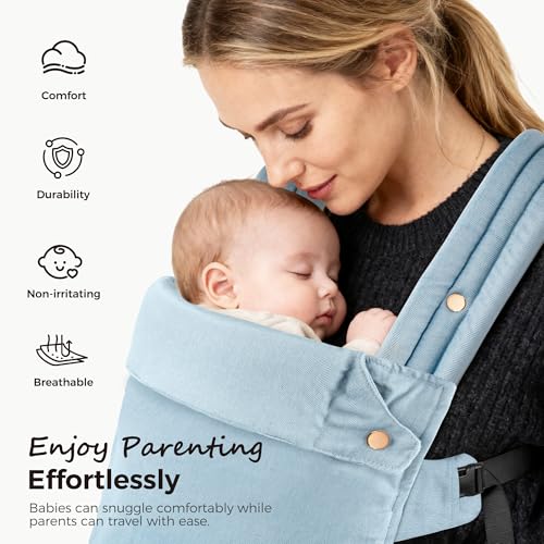 Baby Carrier Newborn to Toddler- Ergonomic,Cozy and Lightweight Infant Carrier for 7-40lbs,3 Carry Positions Newborn Carrier,Denim Blue - Image 3