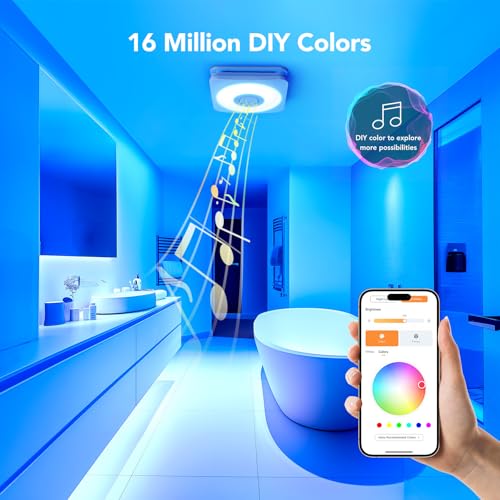 Vents OREiN 4-in-1 Matter Smart Bathroom Exhaust Fan with Light, Bluetooth Speaker & Humidity Sensor, 110/160 CFM, 1500LM 2700K-6500K, Alexa/App/Remote Control, Required Ceiling Opening 11.39″x10.42″ SmartThings Compatible Vents OREiN 4-in-1 Matter Smart Bathroom Exhaust Fan with Light, Bluetooth Speaker & Humidity Sensor, 110/160 CFM, 1500LM 2700K-6500K, Alexa/App/Remote Control, Required Ceiling Opening 11.39″x10.42″ SmartThings Compatible