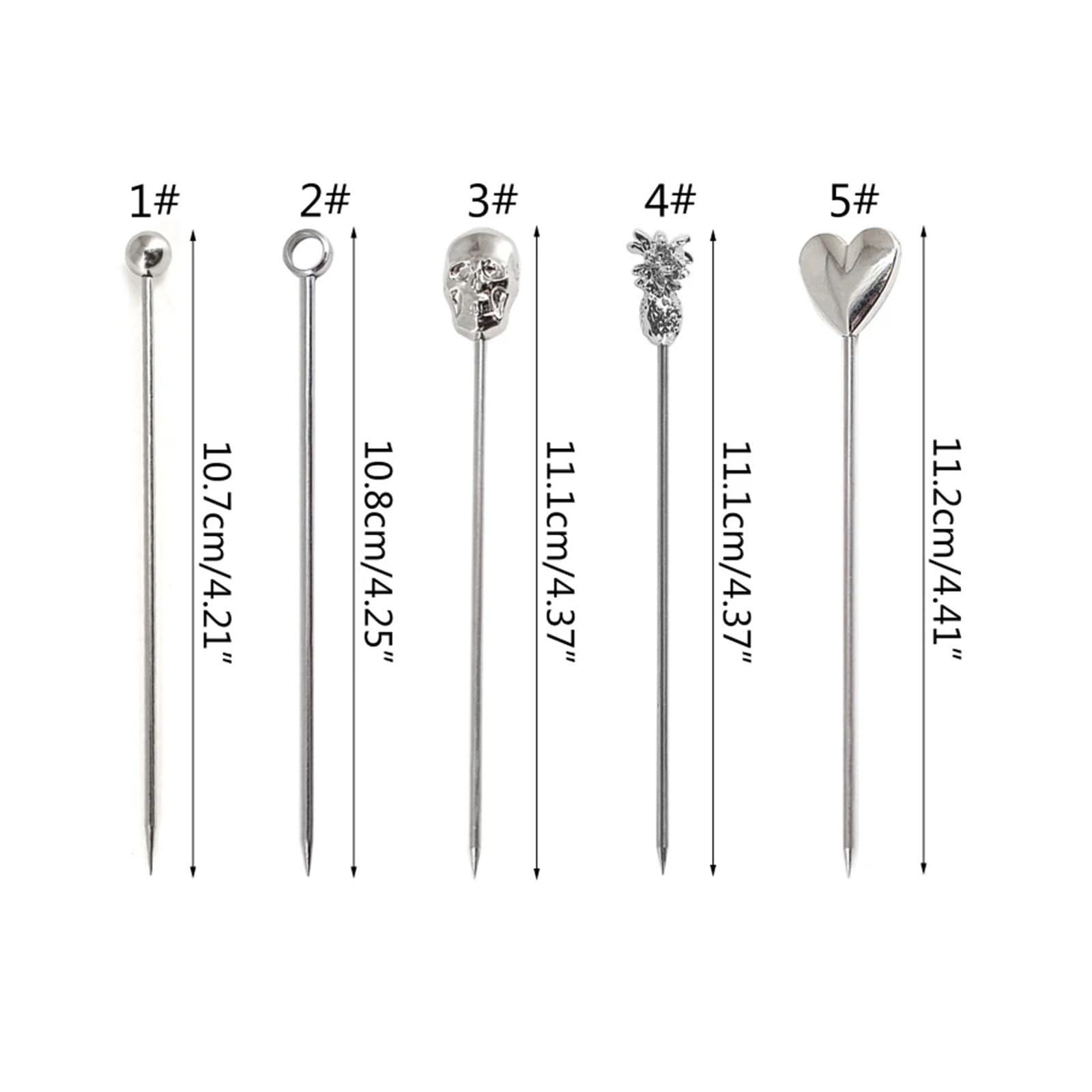 10 pezzi stuzzicadenti for cocktail riutilizzabili for frutta(Silver love)