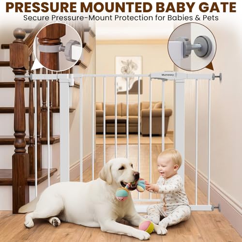 Image of Mumeasy Baby Gate with Door, 29.7-43 inch Auto Close Dog Gate for Doorways