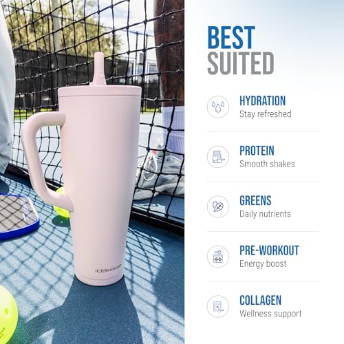 Image of Ice Shaker 40 oz Tumbler with Handle and Straw | 40oz Oakley | Cold for 30+ Hours | 2-in-1 Tumbler Shaker Bottle | Odor-Free 40 ounce Bottle for Water, Protein Shakes, Smoothies, Cocktails
