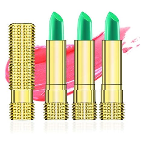 KYDA 3Pcs Temperatur Lippenstift,Lang Anhaltender Feuchtigkeitsspendender Temperatur ändern Farbe Lippenbalsam Cover