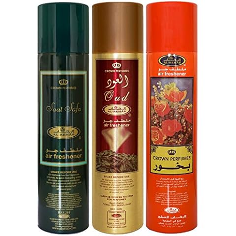 Al Rehab 'Oud, Bakhour & Saat Safa' Scent Room Spray Air Fresheners for Homes, Cars and Offices. Unique and Beautiful Fragrances from Saudi Arabia and UAE Cover
