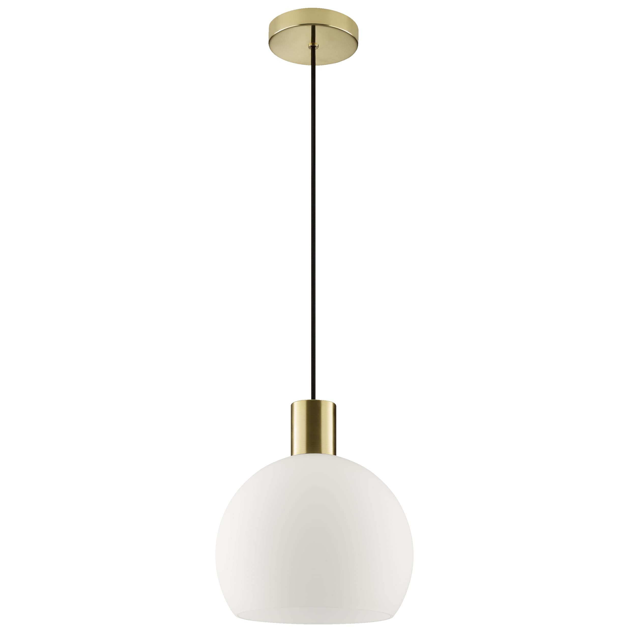 Lightbox Hängelampe mit Opalglas-Schirm, E27 Fassung, 120 cm Höhe, dimmbar, Metall Glas, messing/opal weiß, Glamour klassisch, Esszimmer, Küche, Gastronomie