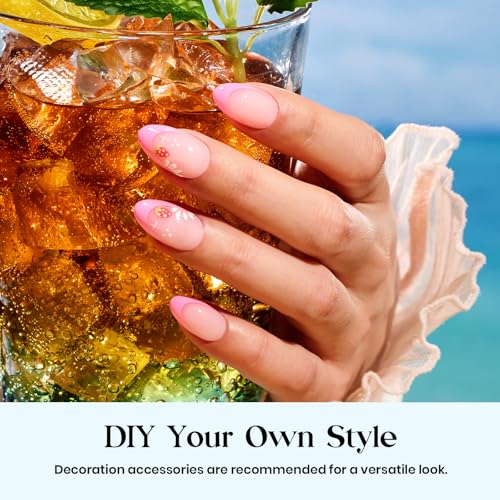 Image of Beetles Summer Press On Nails 224 Pcs 7 Colors, French Tip Nails Short Almond Classic Fake Nail Tips, Rainbow Soft Nail Gel False Nails Art DIY for Women