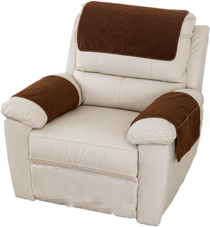 BADASS SHARKS 3 Pcs Recliner Covers Armrest Covers Chair Head Covers Armrest Towel Single Sofa Arm Cover with Storage Bags for Furniture Protector Home (Coffee)